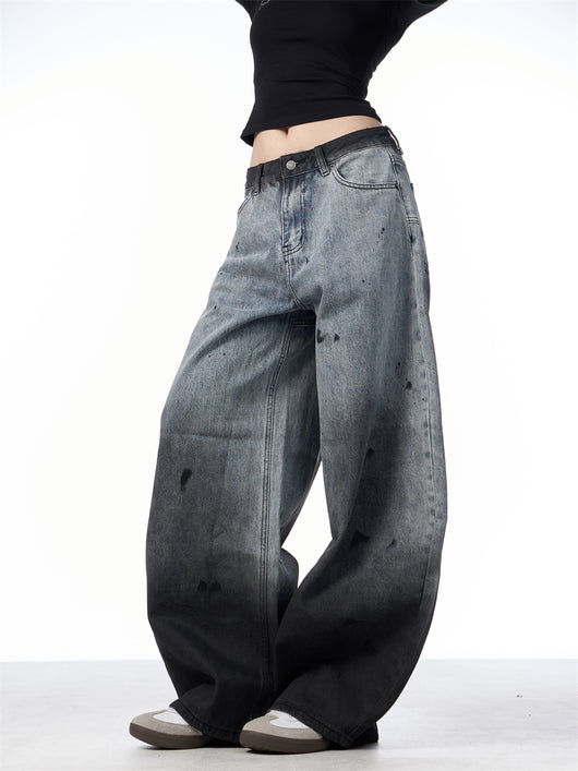 Pantalones Jeans Sueltos Efecto Desteñido con Tinta Splash - Image 22