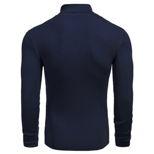 Suéter Cuello Alto Ajustado de Manga Larga para Hombre - Image 4