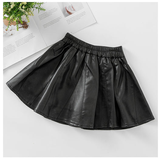 Falda de Cuero Infantil Estilo Coreano para Otoño Invierno - Image 17