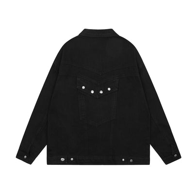 Chaqueta Denim Vintage Punk Lavado Desgastado Unisex - Image 15