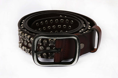 Cinturón de Cuero Genuino para Hombre Estilo Punk con Remaches y Calavera - Image 21