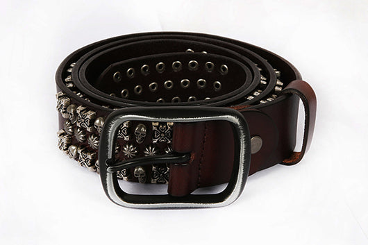 Cinturón de Cuero Genuino para Hombre Estilo Punk con Remaches y Calavera - Image 21