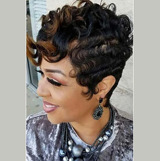 Conjunto de Peluca Corta Liso Estilo Europeo - Image 17