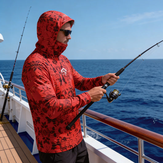 Camisa de Pesca UPF 50 Anti UV con Protección Facial - Jersey de Rendimiento para Pesca, Surf y Actividades Acuáticas