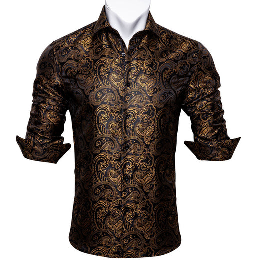 Camisa de Seda Estampado Paisley Azul Verdoso - Diseño Floral Sofisticado para Hombre - Image 5