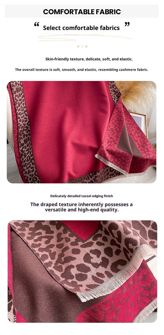 Bufanda Estampado Leopardo de Cachemira Artificial Elegante para Mujer - Image 21