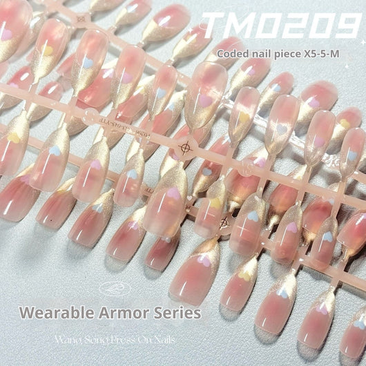 Uñas Postizas Cat Eye 209 - Diseño Francés con Efecto Cristal Brillante - Image 7