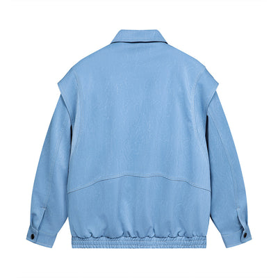 Chaqueta de Cuero PU con Costuras de Diseño y Solapa - Image 15
