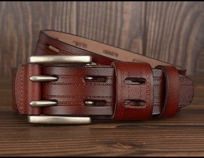 Cinturón de Cuero para Hombre con Hebilla Doble Pasador - Estilo Casual y Jeans - Image 33