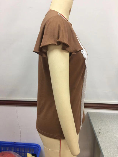 Blusa Corta de Encaje con Volantes y Manga Corta - Image 19