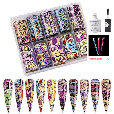 Set de 12 Láminas Decorativas para Uñas - Transferencias Nail Art - Image 30