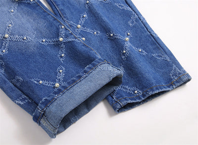 Pantalones Skinny Denim con Bordado de Perlas - Estilo Urbano Trendy - Image 11