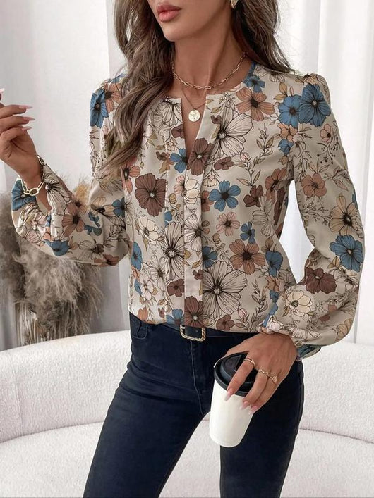 Blusa Elegante con Cuello Camisero y Estampado Floral - Image 9