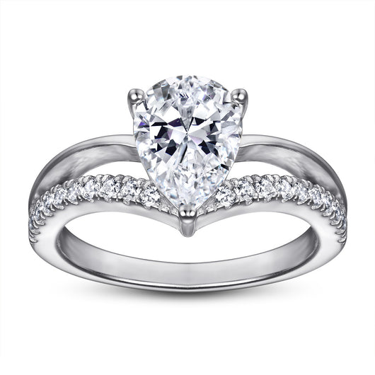 Anillo de Plata con Diamante Simulado en Forma de Gota para Mujer - Image 4