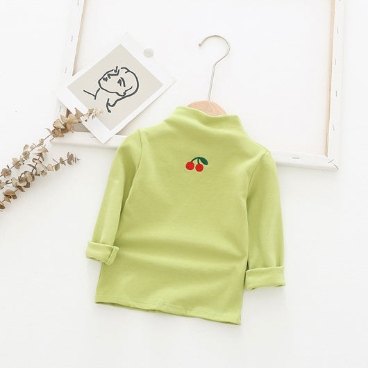 Leggings Infantiles con Cuello Alto y Bordado de Cerezas - Image 5