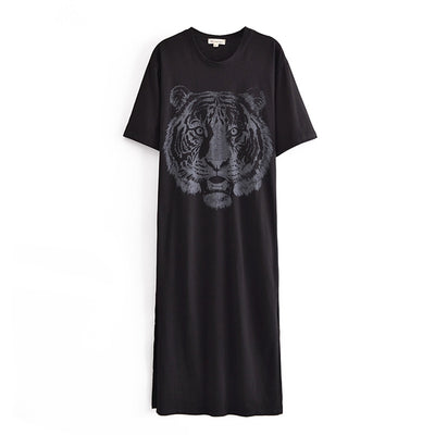 Blusa Cuello Redondo Estampado Tigre con Abertura Lateral - Image 6