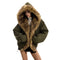 Parka Holgada con Capucha y Cuello de Pelaje para Mujer