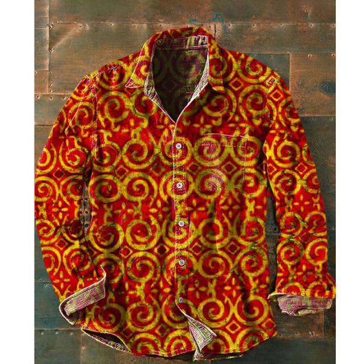 Camisa Manga Larga con Bloques de Color Estampada para Hombre - Image 5