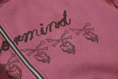 Sudadera con Cierre Estampado Calavera Burgundy - Diseño Letter Print - Image 18