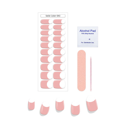 Pegatinas de Uñas Gel Francés Semicocidas Impermeables Color Sólido - Image 3