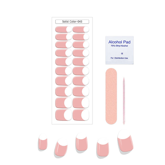 Pegatinas de Uñas Gel Francés Semicocidas Impermeables Color Sólido - Image 3