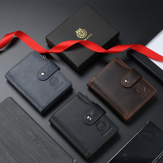 Billetera Vertical Corta de Cuero Genuino con Protección RFID - Estilo Retro Europeo - Image 6