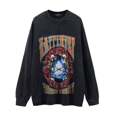 Camiseta Vintage Manga Larga Graffiti Retro Estilo Urbano para Hombre - Image 3