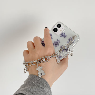 Funda Protectora Osito Fashion con Pulsera Cadena para Celular - Image 5