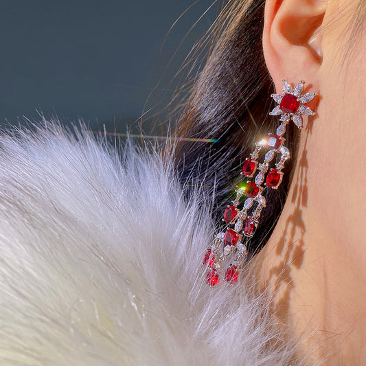 Aretes Barrocos de Rubí con Flores de Corte Vintage - Image 2