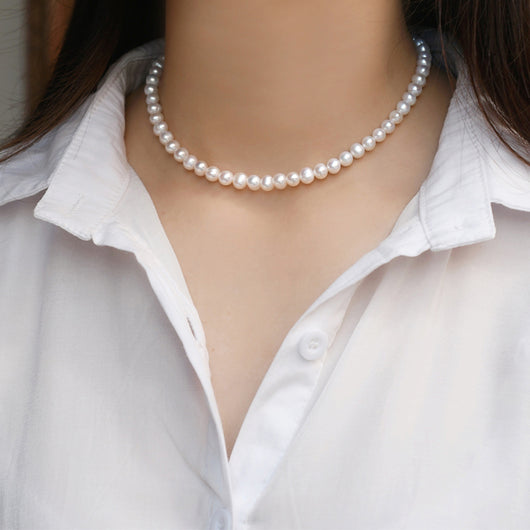 Collar de Perla Natural Cadena Clavícula Plata 925 Diseño Personalizado - Image 7