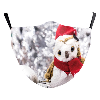 Light blue Christmas dust mask with a cartoon cool Santa Claus wearing sunglasses and gold rings, pointing forward. - Image 17