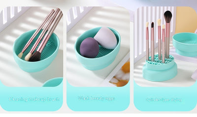 Organizador y Secador de Brochas de Maquillaje con Cuenca de Limpieza - Image 10