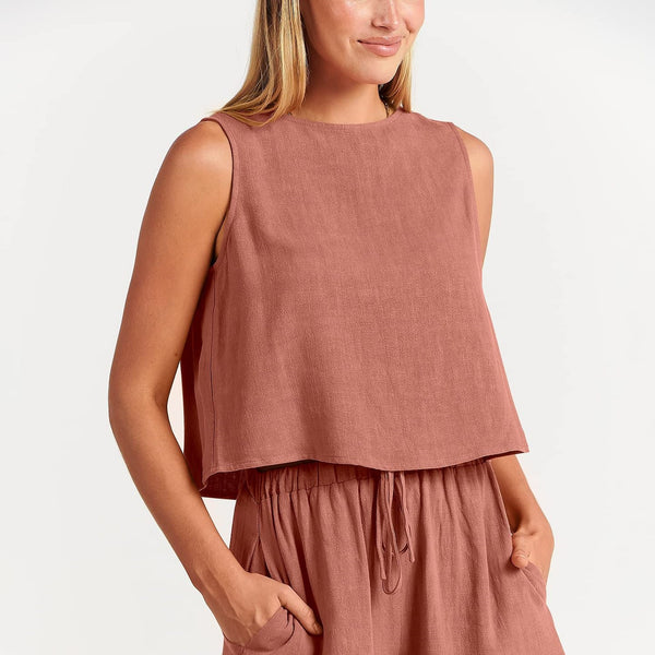 Conjunto de Dos Piezas Shorts Sueltos de Algodón y Lino para Mujer