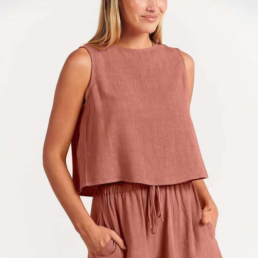 Conjunto de Dos Piezas Shorts Sueltos de Algodón y Lino para Mujer