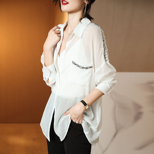 Blusa de Verano Elegante Transpirable con Detalle Calado - Image 6