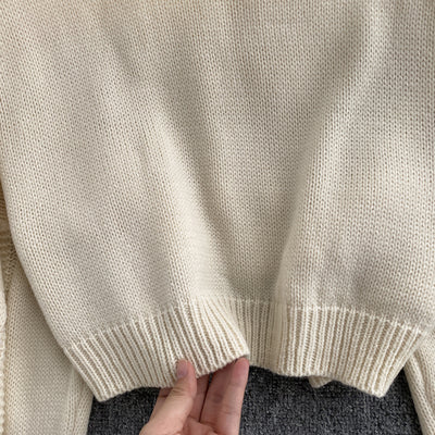 Conjunto Vintage Falda Alta con Suéter Retorcido de Manga Larga - Image 14
