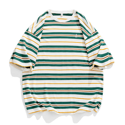 Playera Hombre Rayas Contraste Retro Suelta Versátil - Image 6
