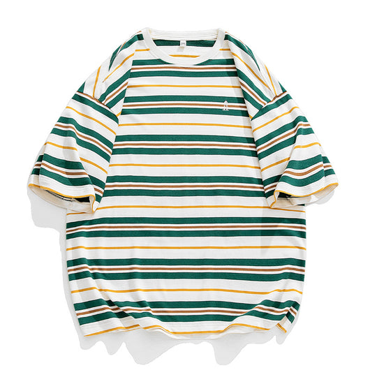 Playera Hombre Rayas Contraste Retro Suelta Versátil - Image 6