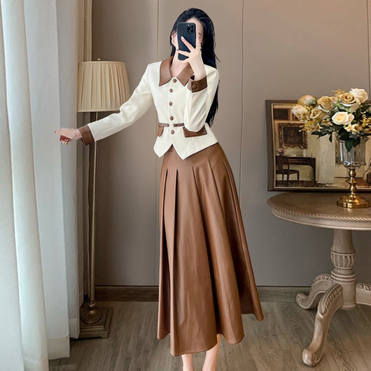 Traje de Cuero con Costuras Decorativas para Mujer - Image 4