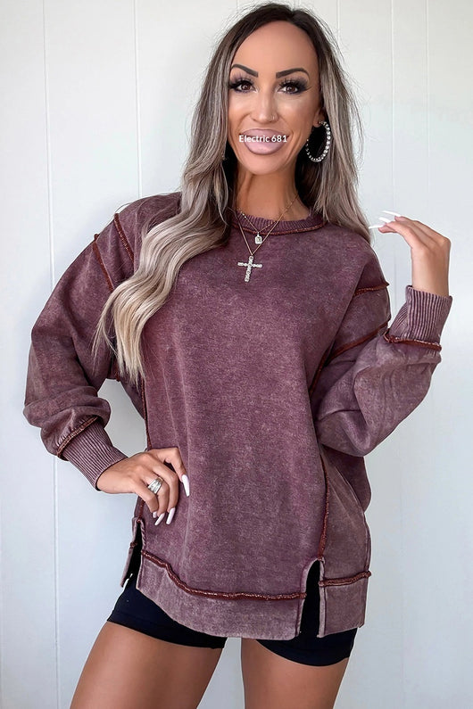 Blusa Suelta Casual de Color Liso con Abertura Lateral - Image 8