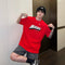 Camiseta Casual Cuello Redondo Manga Corta con Letras en Relieve