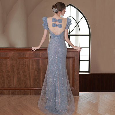 Vestido Azul con Hombros Joyero - Image 7