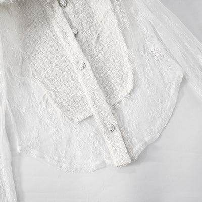 Blusa Transparente con Encaje Blanco y Costuras Decorativas - Image 20