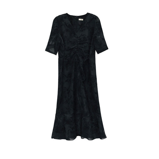 Vestido Elegante Escote V Estilo Francés con Cintura Definida - Image 2