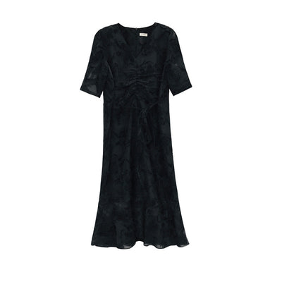 Vestido Elegante Escote V Estilo Francés con Cintura Definida - Image 2