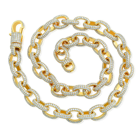 Collar Cadena Hip Hop Botón Ovalado Retorcido con Circonitas Incrustadas para Hombre - Image 9