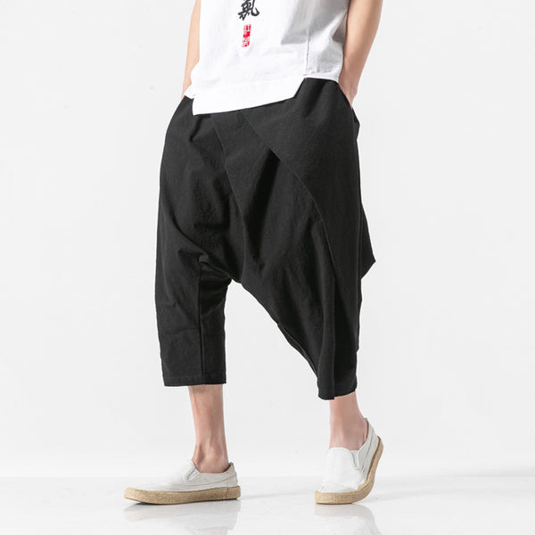 Pantalones Cortos Cargo Holgados para Hombre con Cintura Elástica Bajo la Rodilla