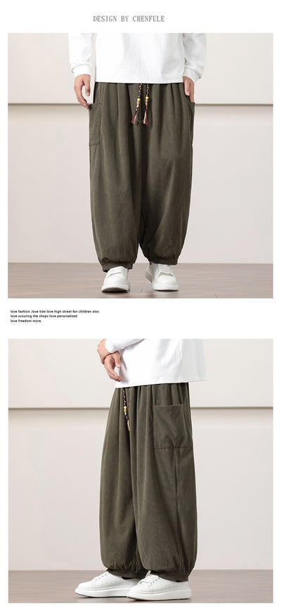 Pantalones Harem de Pana Otoño Estilo Chino para Hombre - Image 12