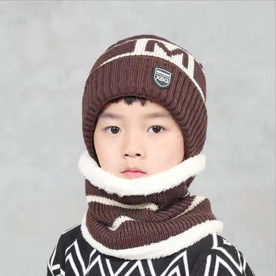 Conjunto de Gorro y Babero Tejido para Niños - Diseño Coreano Letras Abrigado Invierno - Image 18