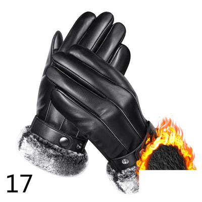 Guantes de Cuero para Moto Invierno Plus Forro Terciopelo Impermeables - Image 51